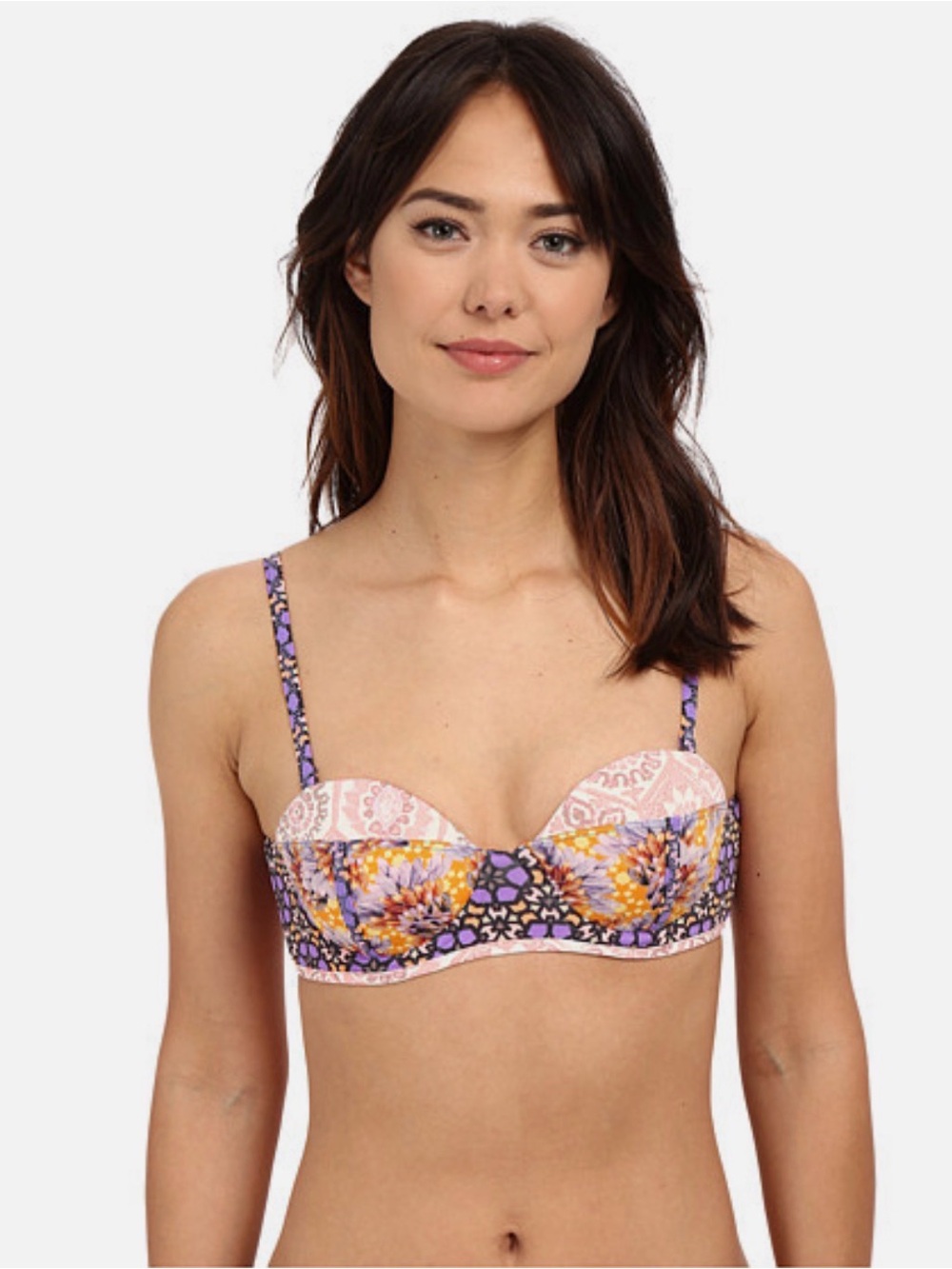 MAAJI RED PACKERS UNDERWIRE Floral Print Balconette Bikini Top XL
